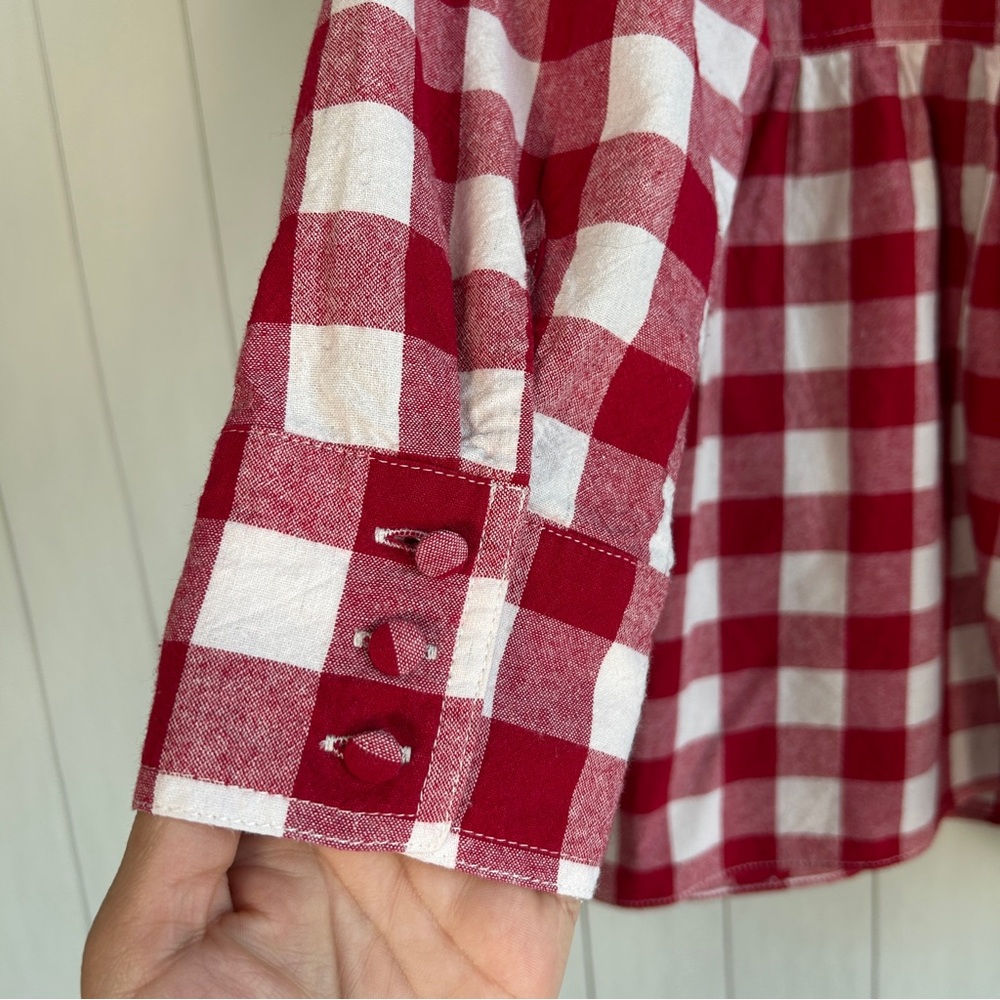 Tuckernuck Pomander Place size L Scarlett button down apple red gingham cotton - Picture 7 of 12